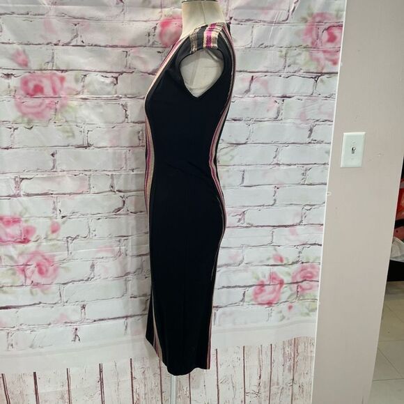 🔥5/25 sale🔥Rachel Rachel Roy black vertical stripe panel cap sleeve midi dress - Picture 6 of 10